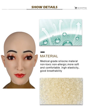 Silicone Female Mask Headgear Hoods pretty girl face mask spoof props for Cosplay Crossdresser women men transgender