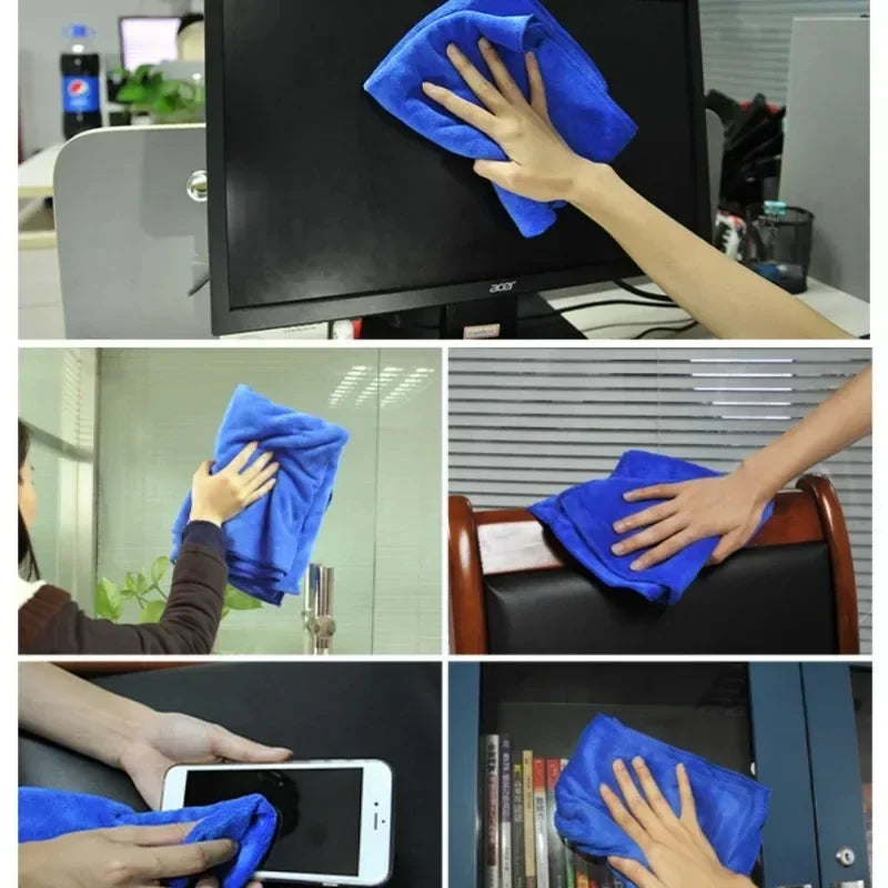 Lint-free microfiber cleaning cloths from Hot Trend Vault, shown in a stack ready for home cleaning tasks.