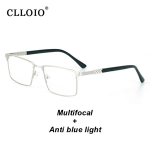 Hot Trend Vault progressive multifocus reading glasses with anti-blue light for presbyopia, featuring unisex design and spring hinges.
