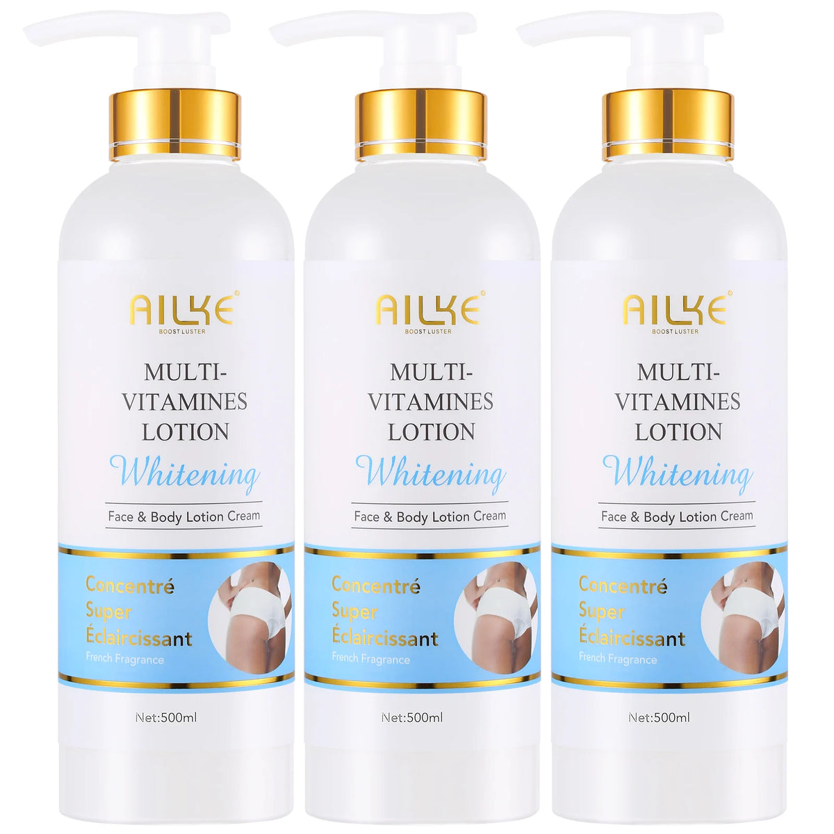 Hot Trend Vault AILKE whitening skin care for women, hydrating dark spots treatment in a sleek white bottle with a pump dispenser.