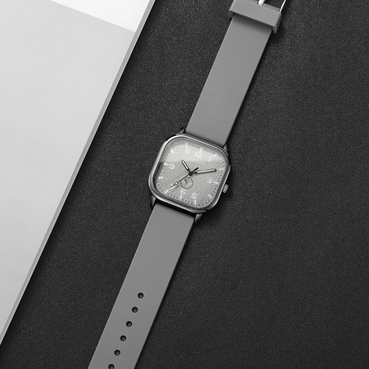 Unisex square silicone strap quartz wristwatch by Hot Trend Vault with casual style and modern design.