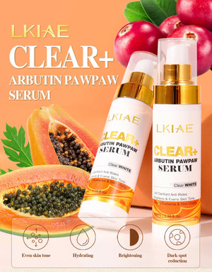 Hot Trend Vault Arbutin whitening serum with vitamin C, papaya, and carrot for dark spot removal and radiant moisturized skin.