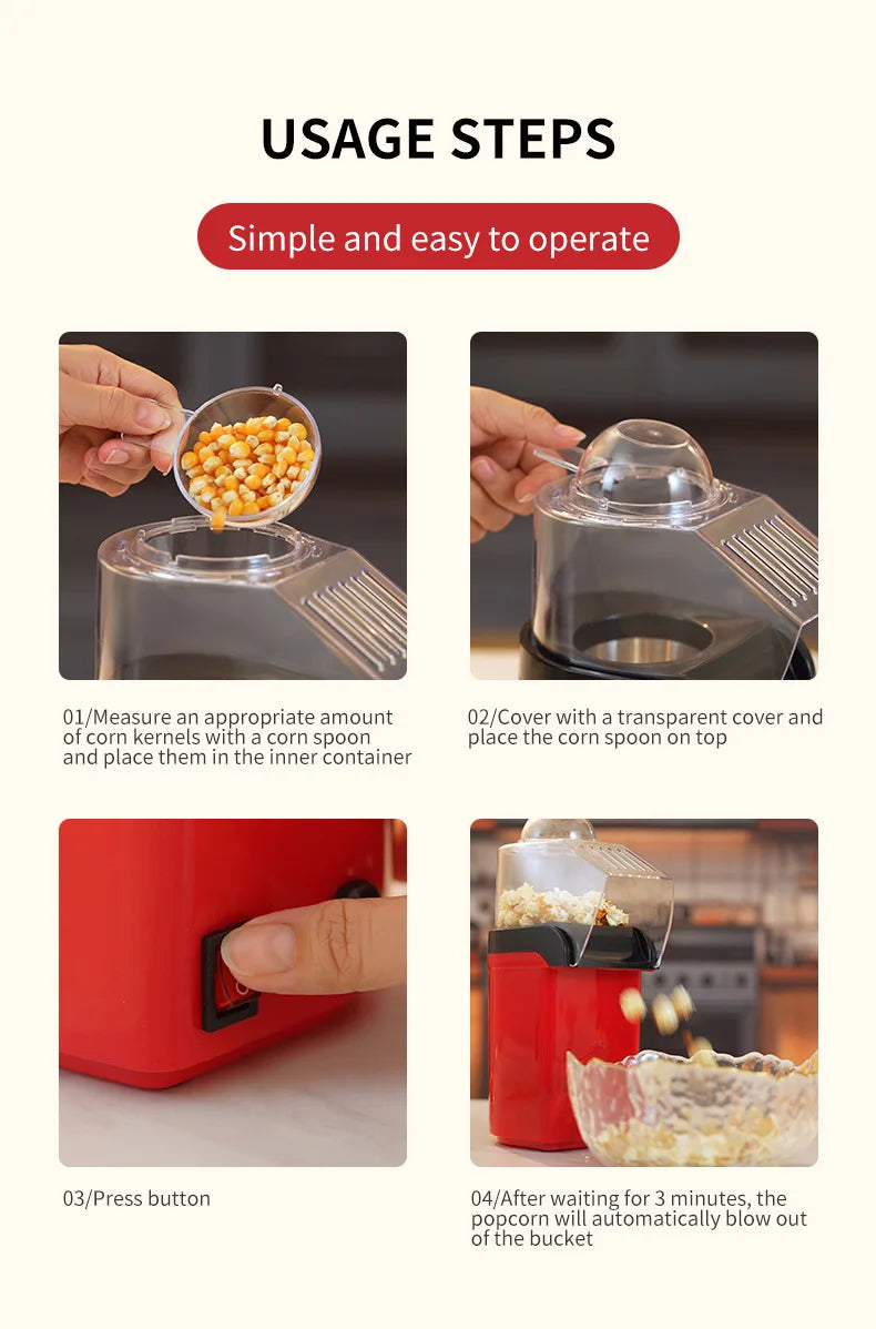 Hot Trend Vault hot air popcorn maker, fully automatic, compact home popcorn popper with no oil, ready to make fresh popcorn