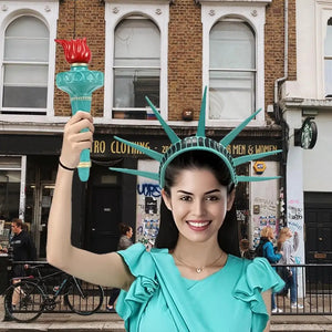 Liilaimic Statue of Liberty headband cosplay crown for women, festival and masquerade costume accessory, featuring iconic torch design.