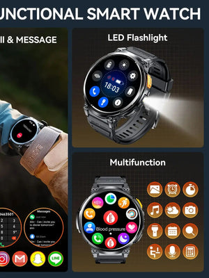 LaNikar Smart Watches for Men with 730mAh Large Battery 1.85’’ Big Screen LED Flashlight Rugged Smartwatch with for iOS Android