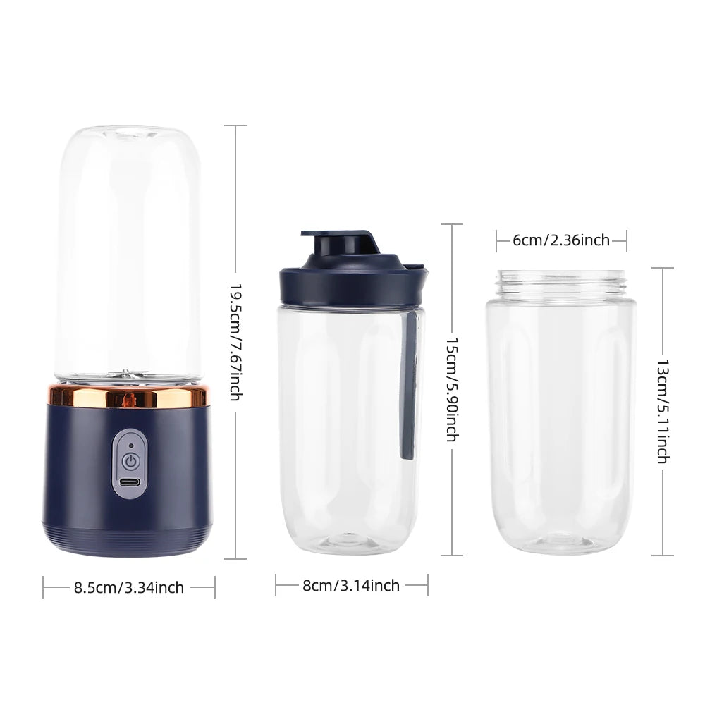 Hot Trend Vault Flaremore electric juicer cup, portable travel USB charge, 400ml capacity with automatic pulp ejection, two cups included.