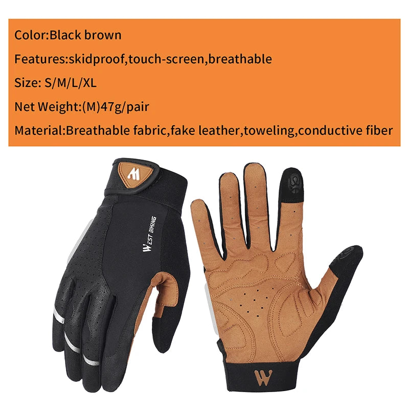 Hot Trend Vault men's full finger cycling gloves with grippy synthetic leather and Lycra for all-season biking comfort.