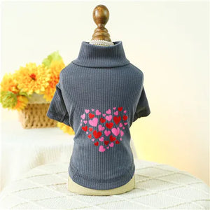 Heart Pattern Turtleneck Sweatshirt for Small Dogs and Cat,Hoodies Shirt,Pet Clothes,Spring Valentine's Day,Sweet,Chihuahua York