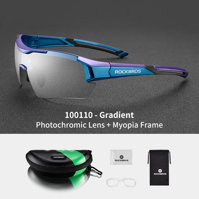 Hot Trend Vault RockBros cycling photochromic glasses with UV400 protection, outdoor-ready sunglasses for men, shown in a clear outdoor setting.