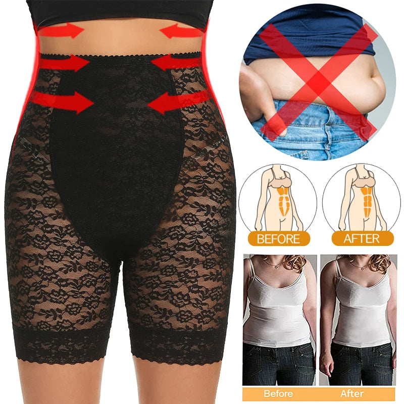 Miss Moly high waisted lace body shaper shorts by Hot Trend Vault, designed for firm control and shaping for women.