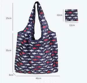 Reusable shopping bag by Hot Trend Vault, large eco-friendly foldable tote with case, ideal for women’s grocery carrying.