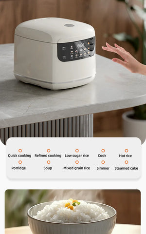 Hot Trend Vault Kbxstart Smart Rice Cooker 2L with timer, compact for 1 to 2 people, 400W, black and silver finish.