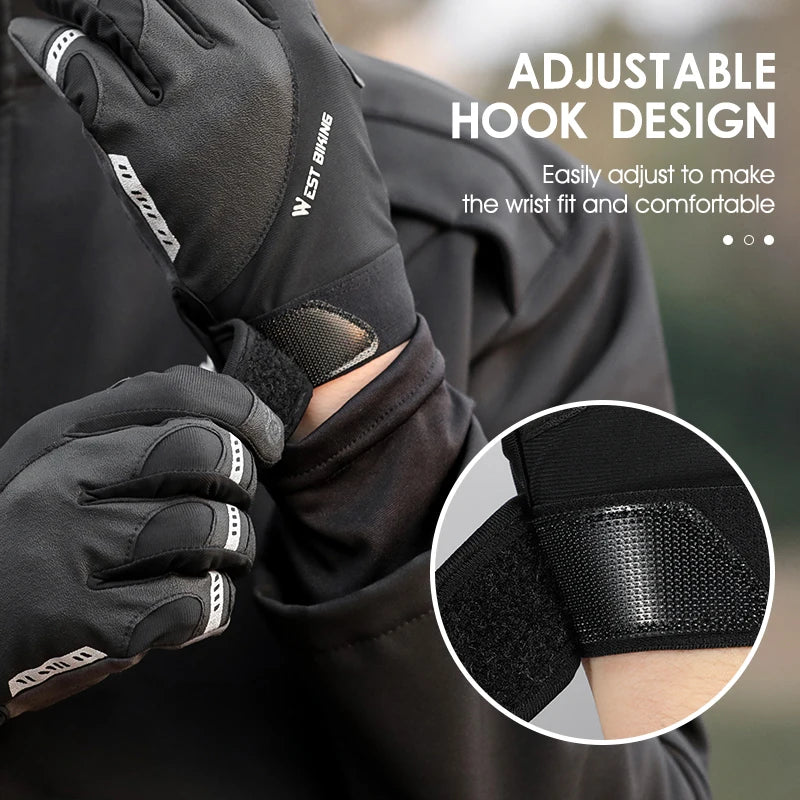 West Biking full finger cycling gloves by Hot Trend Vault, made of synthetic leather and Lycra, designed for men and women.