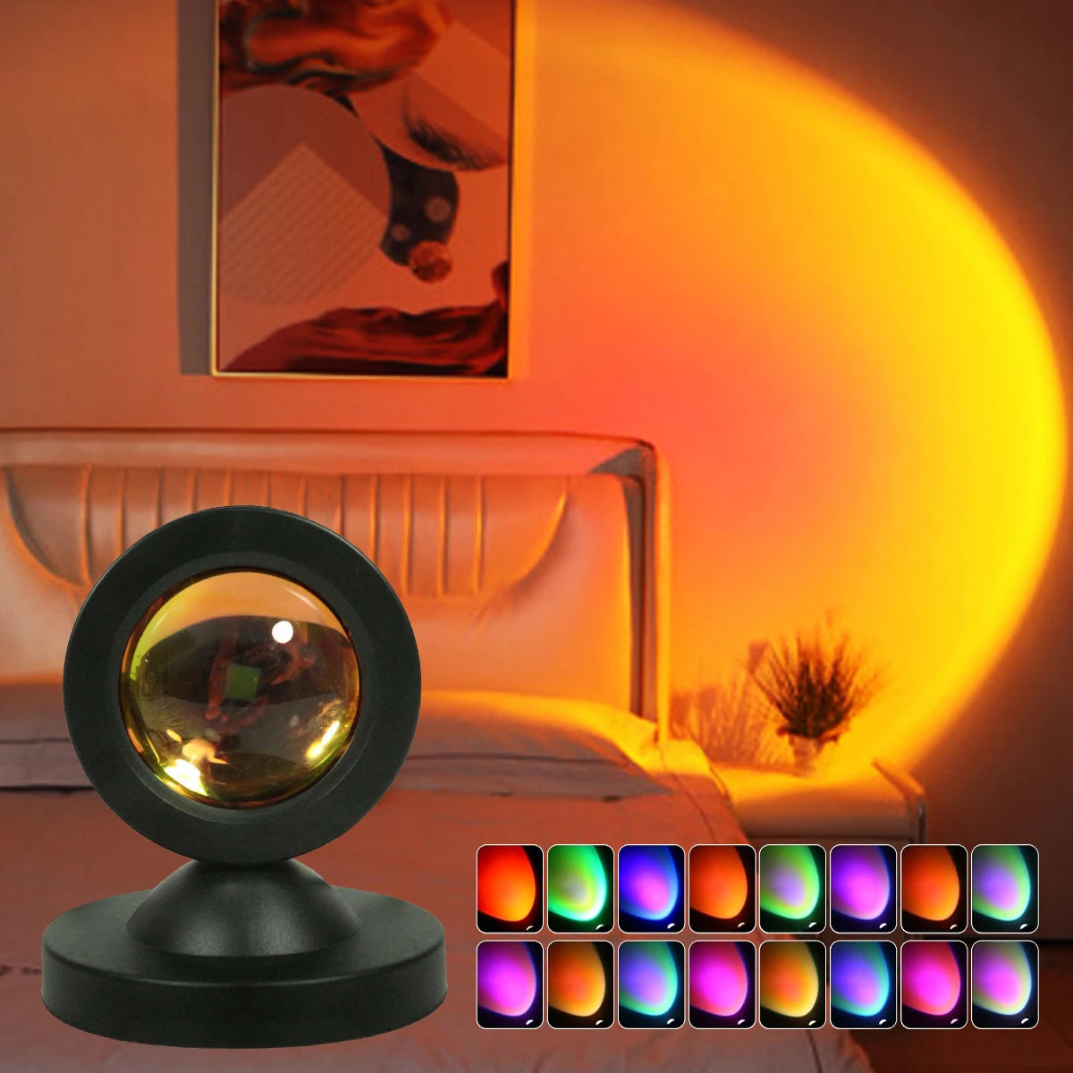Sunset Light Lamp With Remote Control Lampu Rgb Usb Powered Led Projector Aesthetic Photo Background Rainbow Mood Lighting Night