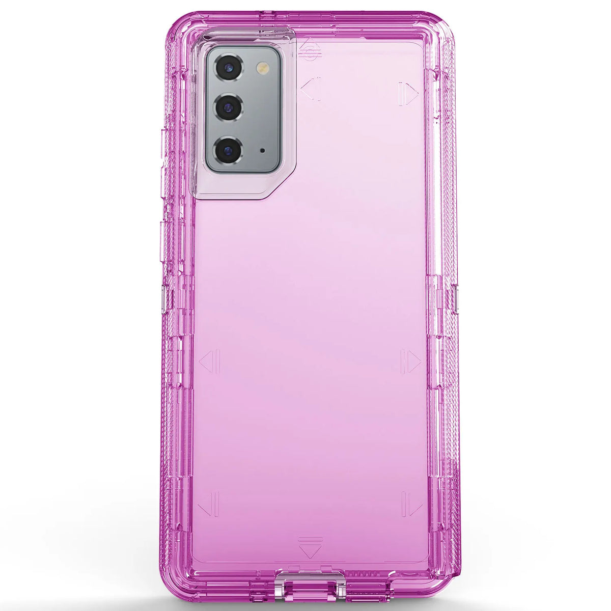 Hot Trend Vault Galaxy Note20 Ultra transparent shockproof case with two tempered glass screen protectors on a white background.