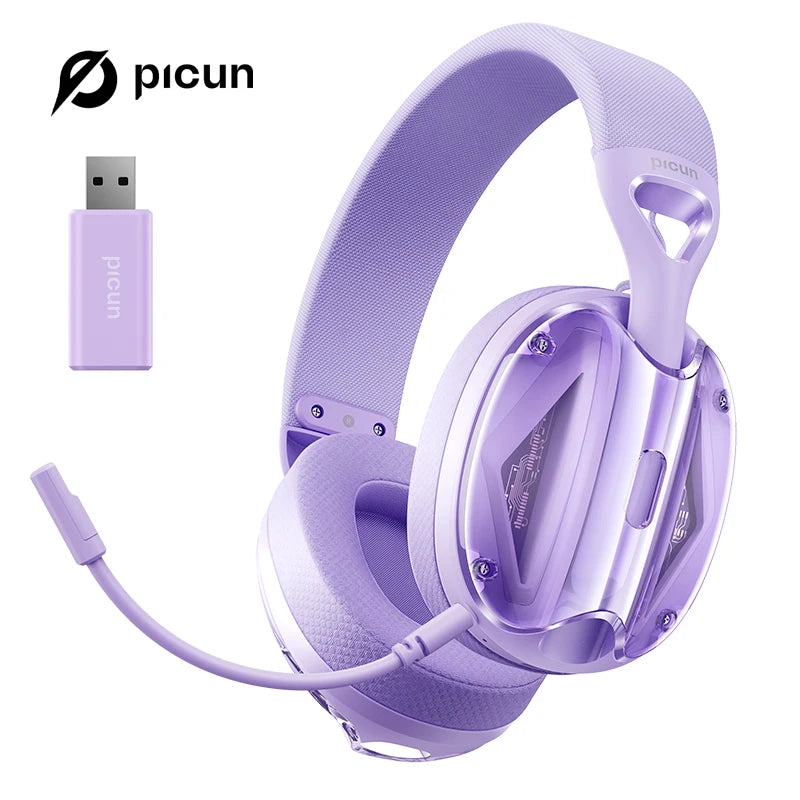 Picun G1 2.4GHz Gaming Wireless Headset 3D Surround Sound Spatial Audio ENC HD Mic Headphones for Gamer Lightweight PS5 PC Phone