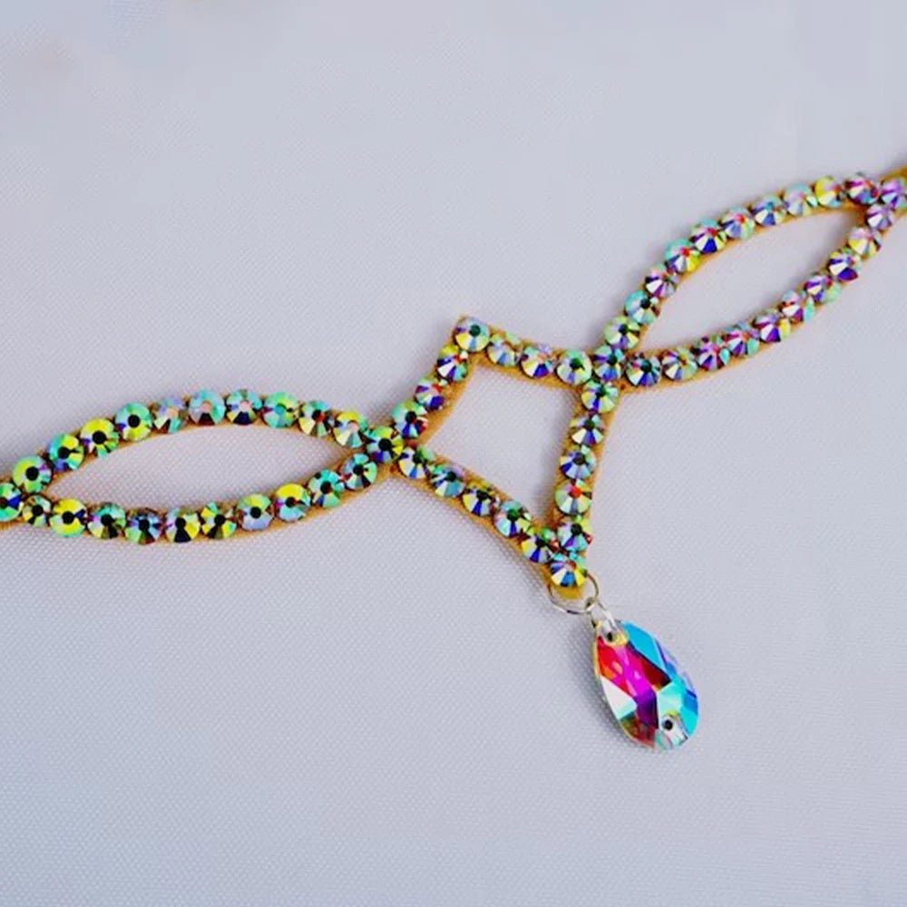 Stone Fans AB Pendant Headpiece from Hot Trend Vault featuring drag queen-inspired hair jewelry with colorful stone accents.