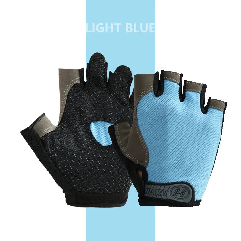 Guantes de ciclismo sin dedos transpirables y antideslizantes para hombres y mujeres