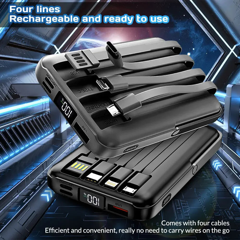 10000mAh Power Bank 15W Magnetic Fast Charging External Battery Wireless Charger with 4lines Cable for iPhone 15/14/13 xiaomi