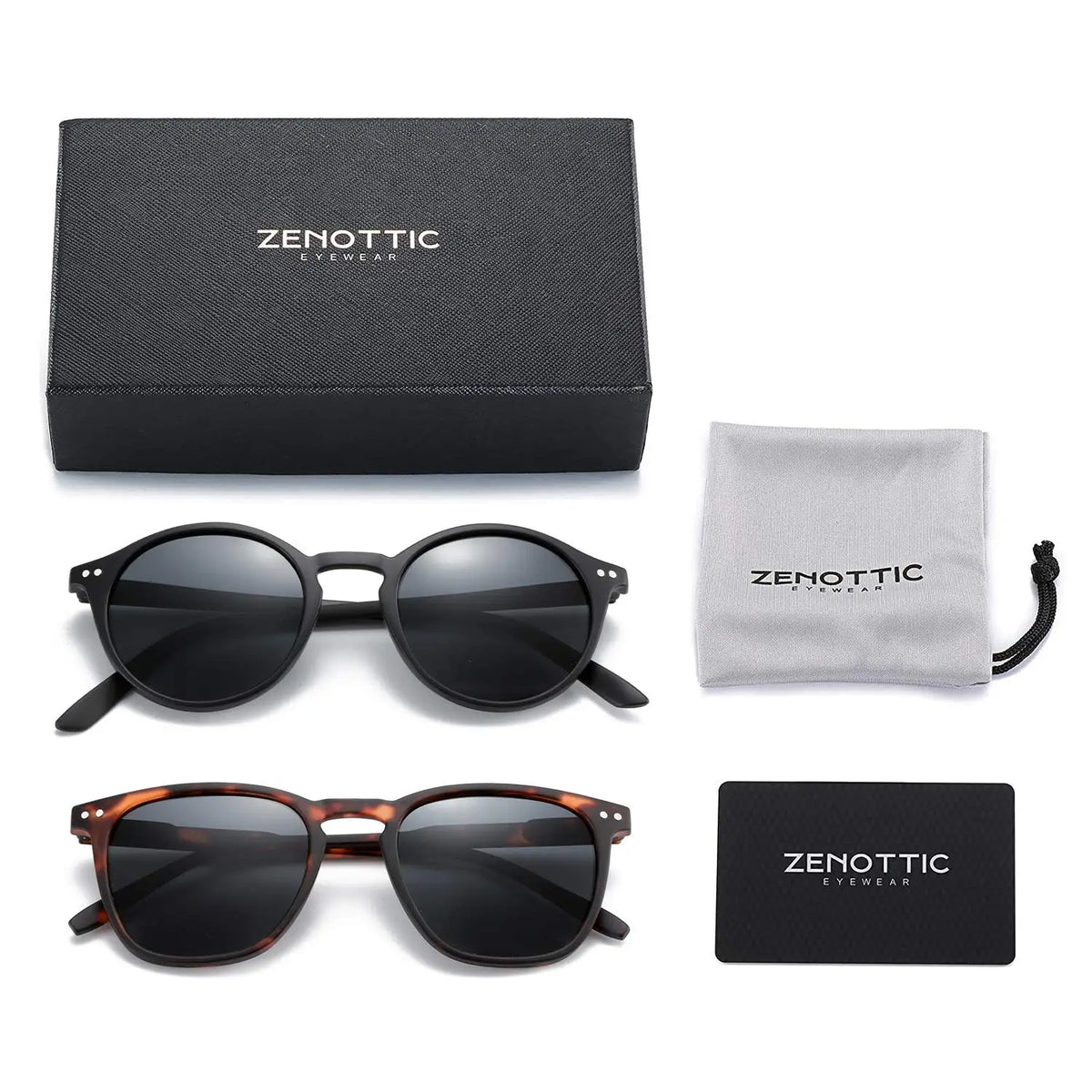 ZENOTTIC Vintage Polarized Sunglasses Men Classical Retro Brand Designer Round Outdoor Driving UV400 Shades Sun Glasses Woman