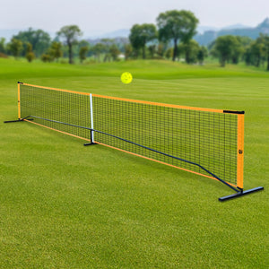 Hot Trend Vault portable pickleball net set with 4 paddles, balls, and carry bag for backyard family fun.