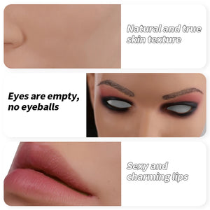 Realistic Silicone Mask With Neck Head Cover Makeup Crossdresser Cosplay Beauty Mask Collection Male to Female Full Head Mask