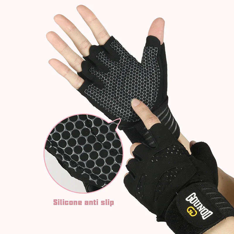 GOUNOD Weightlifting Gloves With Wrist Support Breathable Anti Slip Grip