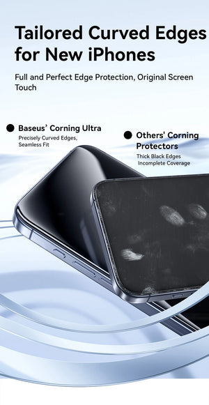 Baseus 16 Pro Max anti-peep tempered glass screen protector, clear protective film with privacy feature for smartphone security.