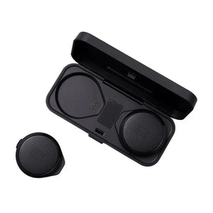 Wireless motorcycle headset with noise cancelling for riders, Hot Trend Vault Pro model, shown in black with control buttons