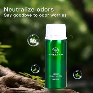 Hot Trend Vault Namste 100ml natural plant essential oil air freshener for hotels and homes, showcasing a clear glass bottle with a spray nozzle.