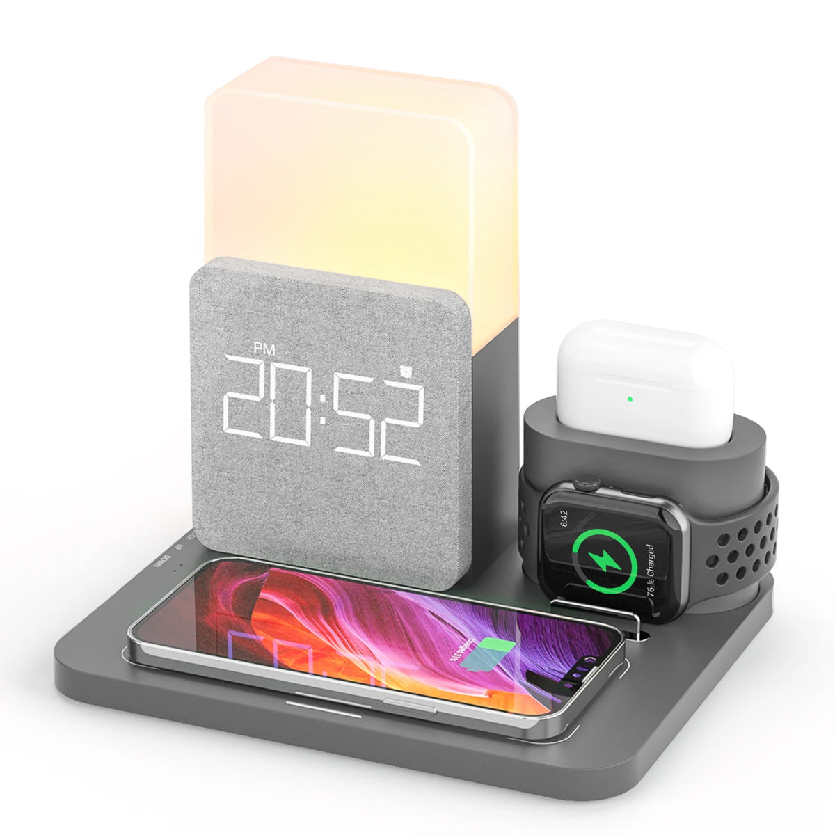 Wireless charging stand for iPhone by Hot Trend Vault, fast charge power station with sleek design and stable charging surface.