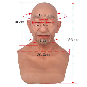 Silicone Old Man Mask Realistic Silicone Full Head Face Mask Party Prop Cosplay Male Hood Headwear for Halloween Cosplay