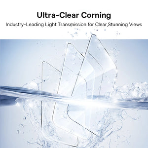 Baseus 16 Pro Max anti-peep tempered glass screen protector showing a close-up of the screen with privacy features and sleek edges.