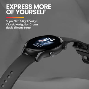 Zeblaze Btalk 3 Plus Smart Watch with voice calling, black band, digital display, and fitness tracking features.