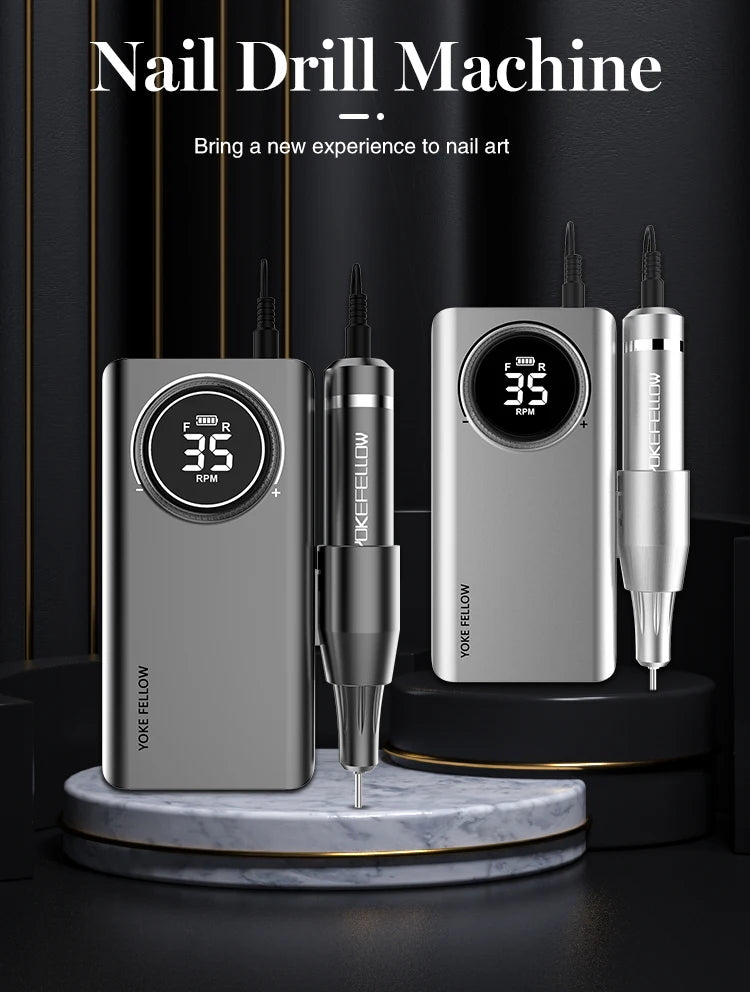 Nail Drill Machine 35000 RPM Rechargeable Nail Gel Polisher for Manicure Machine Electric Nail Drill With Full LCD Display