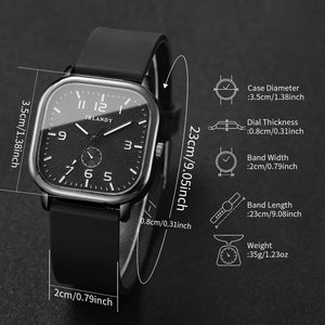 Unisex square silicone strap quartz wristwatch by Hot Trend Vault with casual style and black watch face.