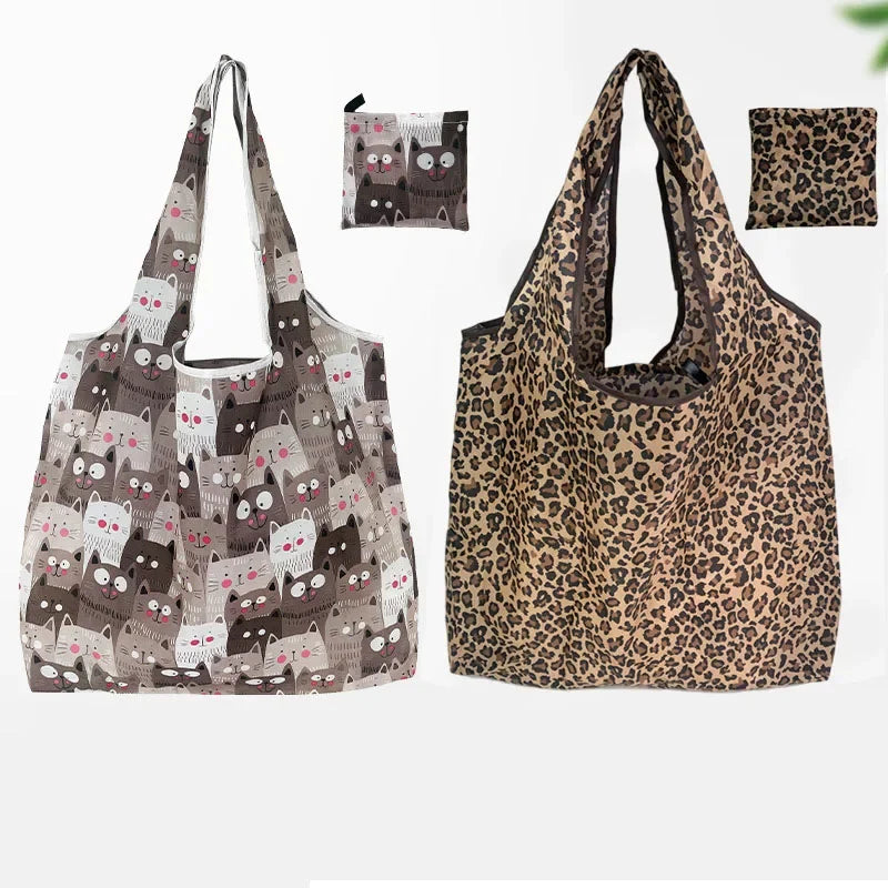 Large eco-friendly reusable shopping bag by Hot Trend Vault, foldable tote with case for women, durable and lightweight.