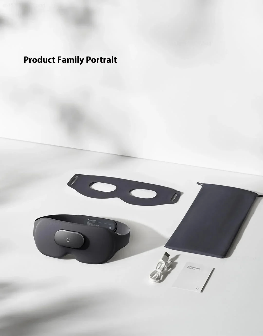 Black MIJIA Smart Massage Eye Mask for home use, featuring vibration and blackout design in black color.
