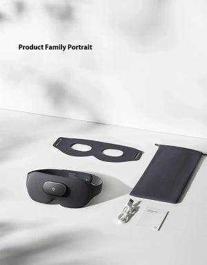 Black MIJIA Smart Massage Eye Mask for home use, featuring vibration and blackout design in black color.