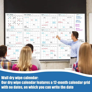 Wall Calendar Erasable Reusable Wall Planner 35X58In Dry-Erase Design Large Erasable Boards For Offices Home & School