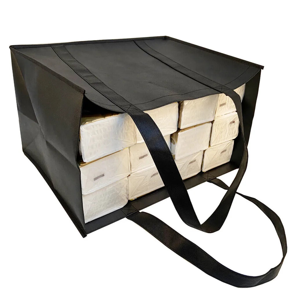 Reusable shopping bag by Hot Trend Vault, foldable eco-friendly tote with large capacity for women, shown in a compact, stylish design.