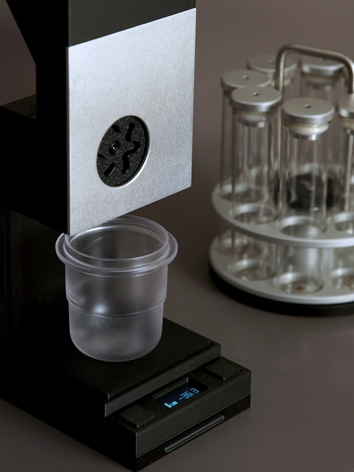 Hot Trend Vault HomeWIse automatic coffee bean dispenser with counter, designed for single origin beans and precise home barista use.