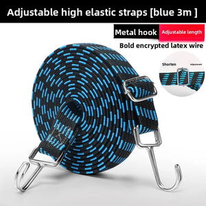 Heavy duty motorcycle bungee cord with hooks by Hot Trend Vault for secure luggage attachment and rider safety.
