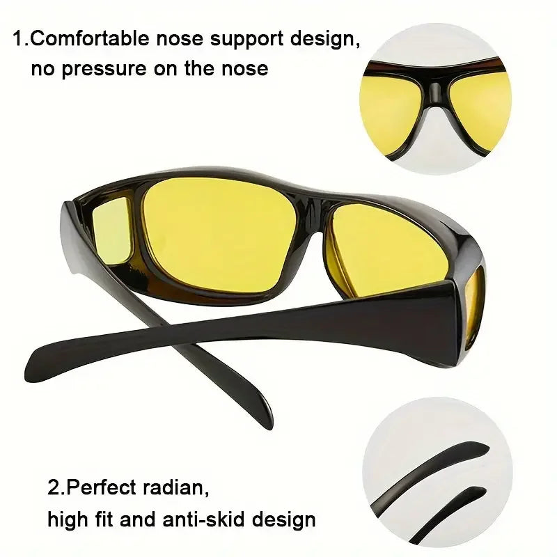 3pcs/set Fashion Night Vision Glasses Women Men Outdoor Sports Driver Anti-Glare For Night Driving Can With Prescription Glasses