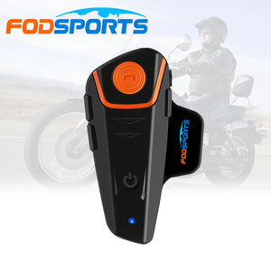 Fodsports BTS2 Pro motorcycle helmet intercom with Bluetooth 5.0, waterproof design, hands-free communication for riders