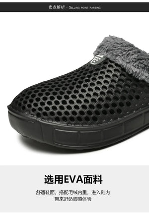Couple Style Men's and Women's Cotton Slippers Winter Warm Plus Velvet Thickened Clogs Mule Shoes
