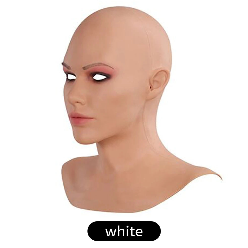 Realistic Silicone Mask With Neck Head Cover Makeup Crossdresser Cosplay Beauty Mask Collection Male to Female Full Head Mask