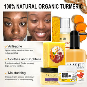 Ailke Turmeric Whitening Skin Care Set by Hot Trend Vault with various skincare products for radiant, even skin tone.