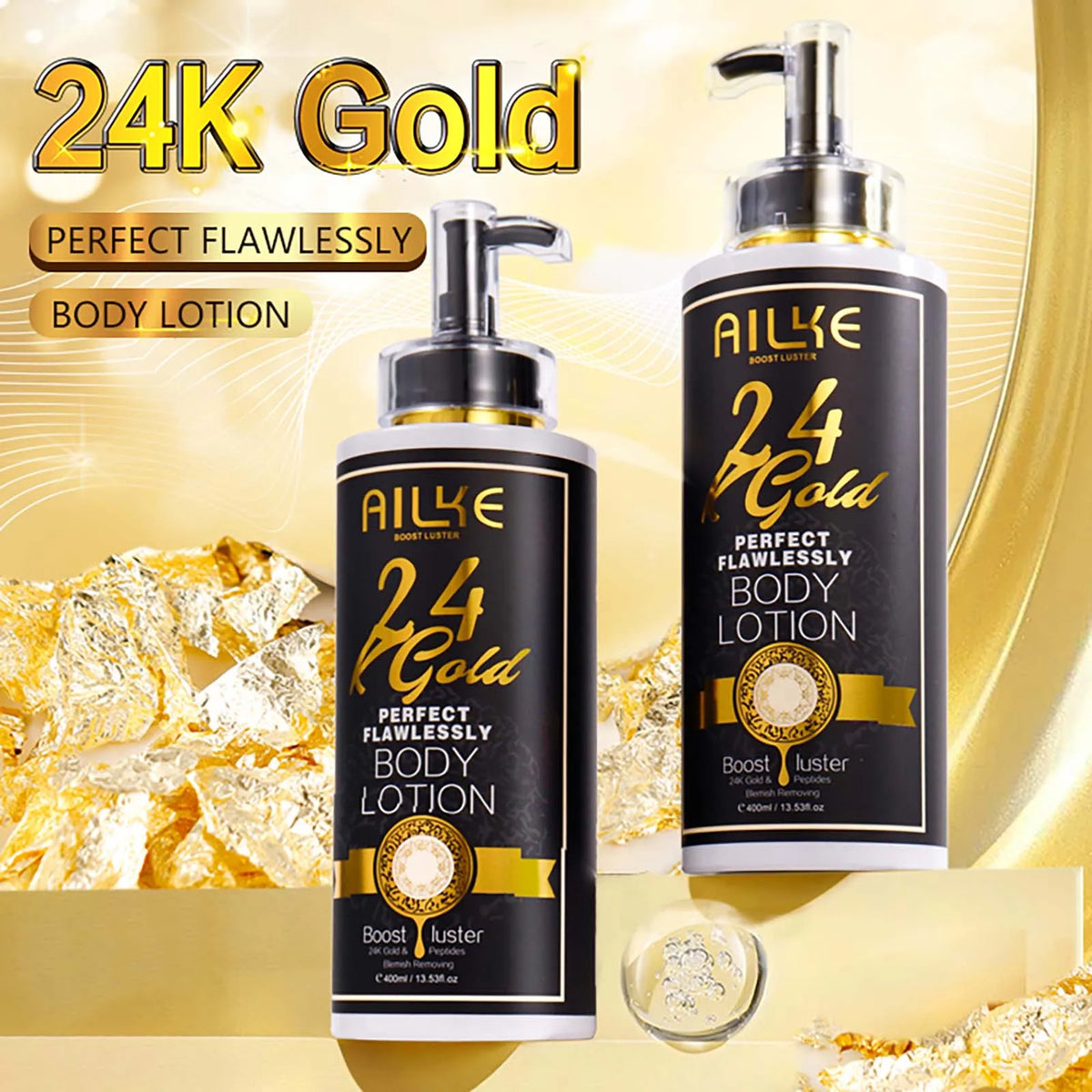 Hot Trend Vault AILKE 24K Gold Collagen Whitening cream jar showing the luxurious packaging and gold accents.