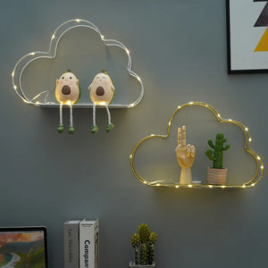 Iron cloud-shaped wall shelf for potted plants, chic bedroom decor by Hot Trend Vault, perfect for stylish storage and display.